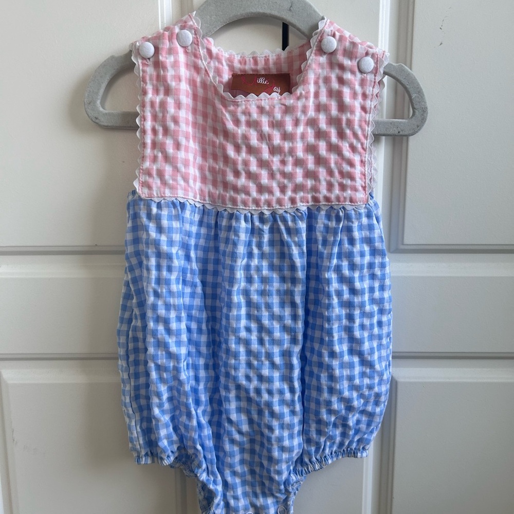 Millie Jay Pink & Blue Gingham Baby Romper